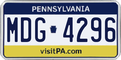 PA license plate MDG4296