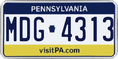 PA license plate MDG4313