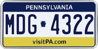 PA license plate MDG4322