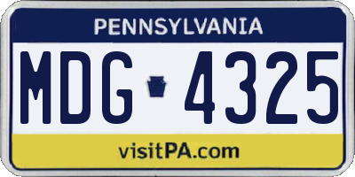 PA license plate MDG4325