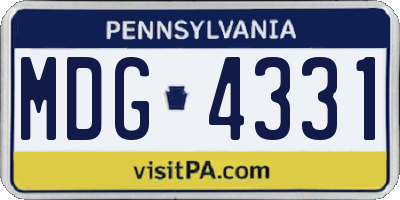 PA license plate MDG4331