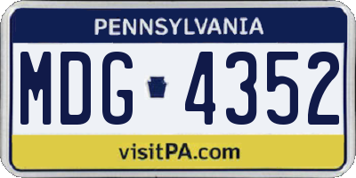 PA license plate MDG4352