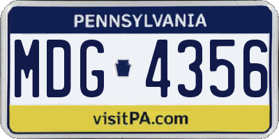 PA license plate MDG4356