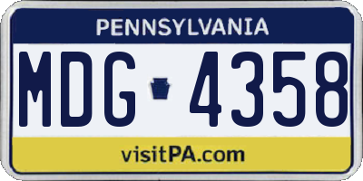 PA license plate MDG4358