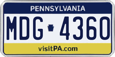 PA license plate MDG4360