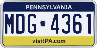 PA license plate MDG4361