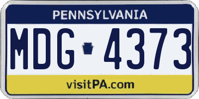 PA license plate MDG4373