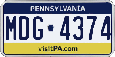 PA license plate MDG4374