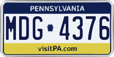 PA license plate MDG4376