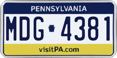 PA license plate MDG4381