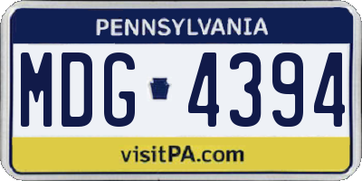 PA license plate MDG4394