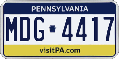 PA license plate MDG4417