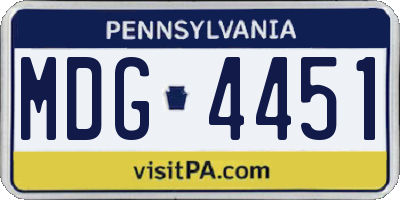 PA license plate MDG4451