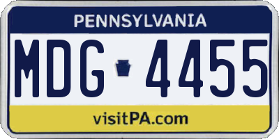 PA license plate MDG4455