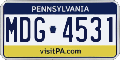 PA license plate MDG4531