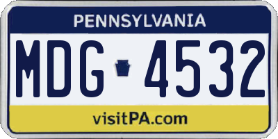 PA license plate MDG4532