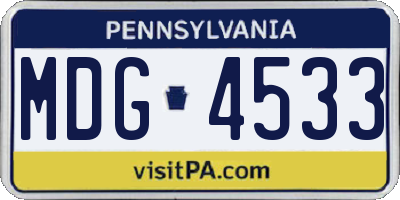 PA license plate MDG4533