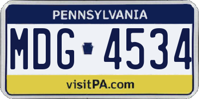 PA license plate MDG4534