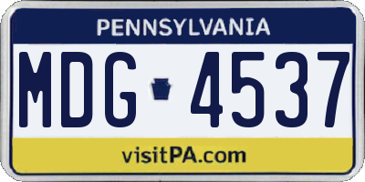 PA license plate MDG4537