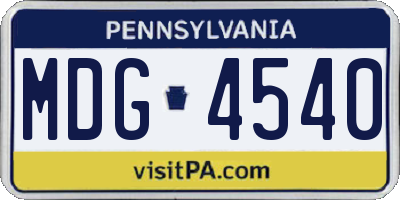 PA license plate MDG4540