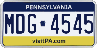 PA license plate MDG4545