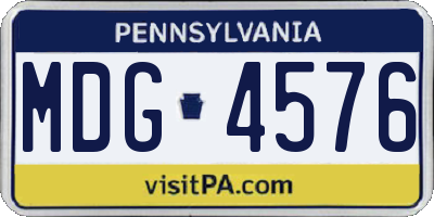 PA license plate MDG4576