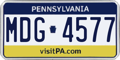 PA license plate MDG4577