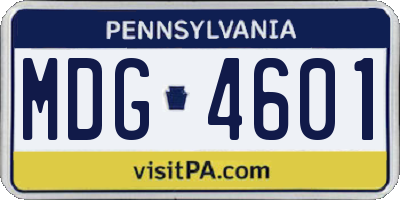 PA license plate MDG4601