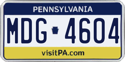 PA license plate MDG4604