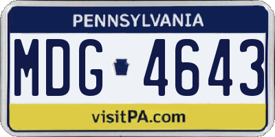 PA license plate MDG4643