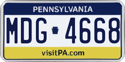 PA license plate MDG4668