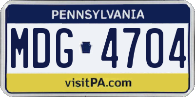 PA license plate MDG4704