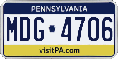 PA license plate MDG4706