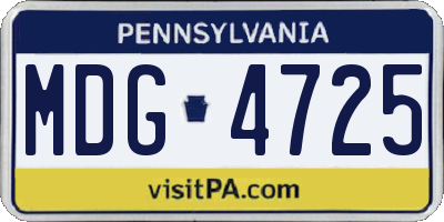 PA license plate MDG4725
