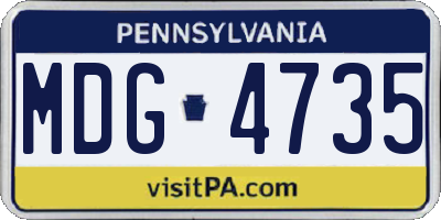 PA license plate MDG4735