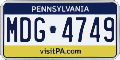 PA license plate MDG4749