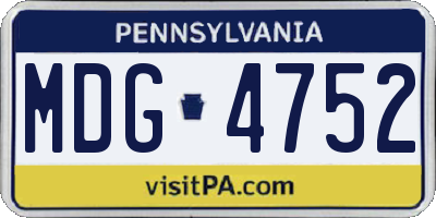PA license plate MDG4752
