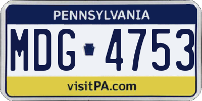 PA license plate MDG4753