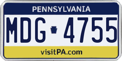 PA license plate MDG4755