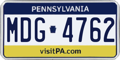 PA license plate MDG4762