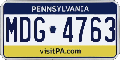 PA license plate MDG4763