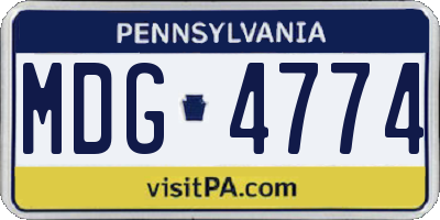 PA license plate MDG4774