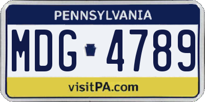 PA license plate MDG4789