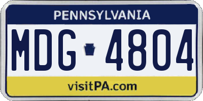 PA license plate MDG4804