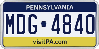PA license plate MDG4840