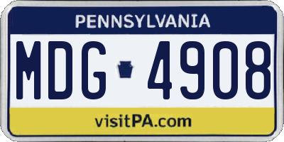 PA license plate MDG4908
