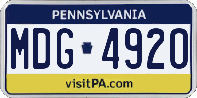 PA license plate MDG4920