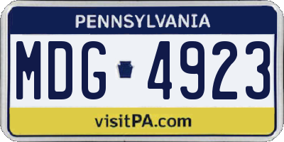 PA license plate MDG4923