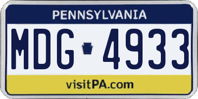 PA license plate MDG4933