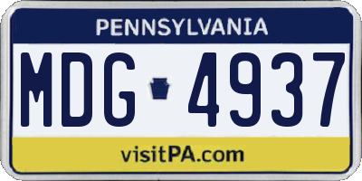 PA license plate MDG4937